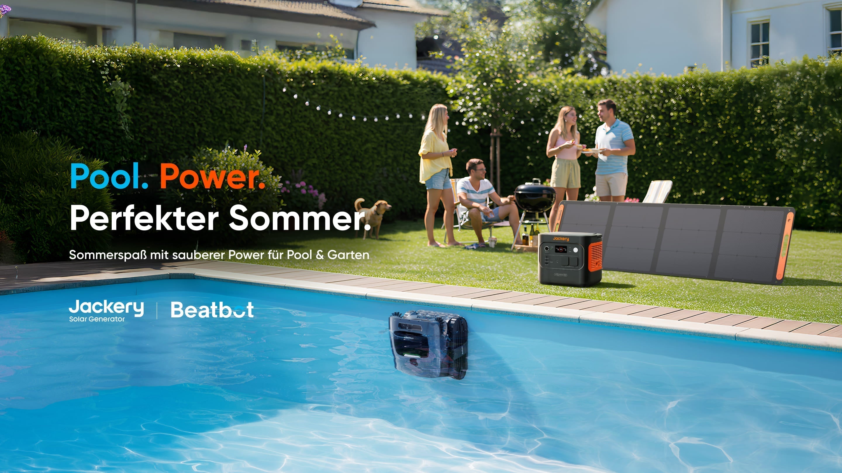 Sonnenenergie trifft Pooltechnik: Jackery und Beatbot kooperieren für ein nachhaltigeres Leben im Garten