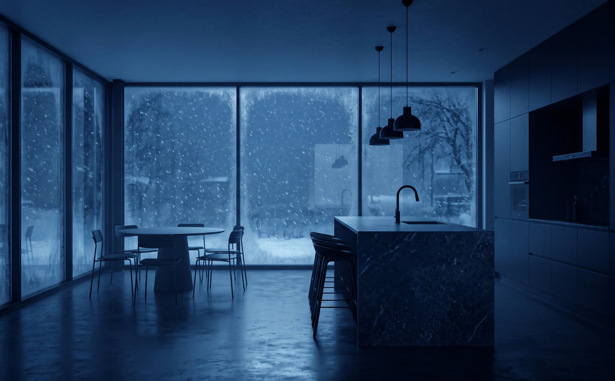 Stromausfall zu Hause während eines schweren Winterunwetters
