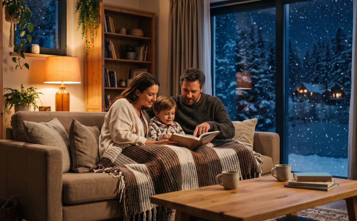 Familie bleibt bei extremem Winterwetter sicher zu Hause