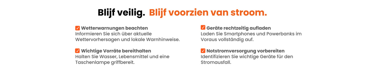 Checkliste zur Vorbereitung auf Unwetter und Stromausfälle