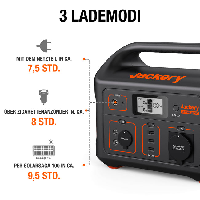 Jackery Explorer 500 Tragbare Powerstation (Generalüberholt)